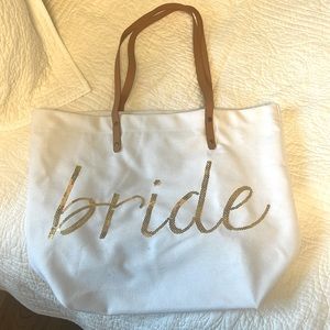 Bride canvas and gold sequin bag.